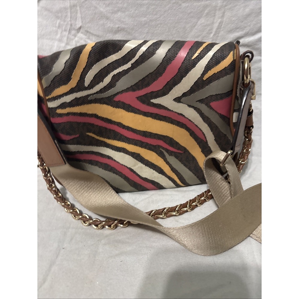 Michael Kors Slater Medium Metallic Zebra Logo Sling Fanny Pack Purse Crossbody - Picture 7 of 15